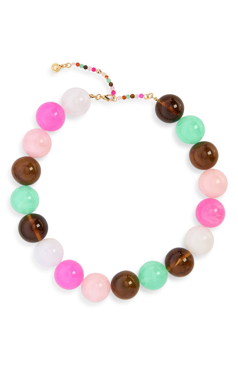 BaubleBar Jane Beaded Necklace, Main, color, Bright Multi Pink