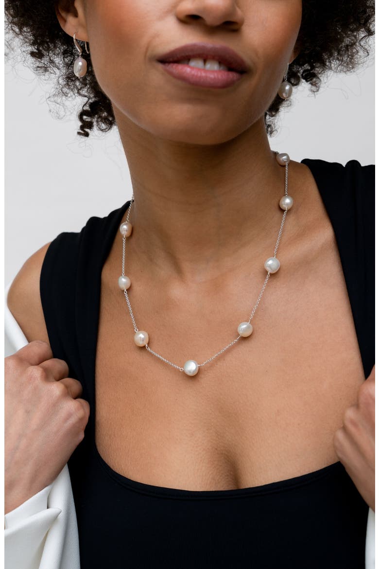 White Baroque Pearl Chain Necklace, Alternate, color, Sterling Silver