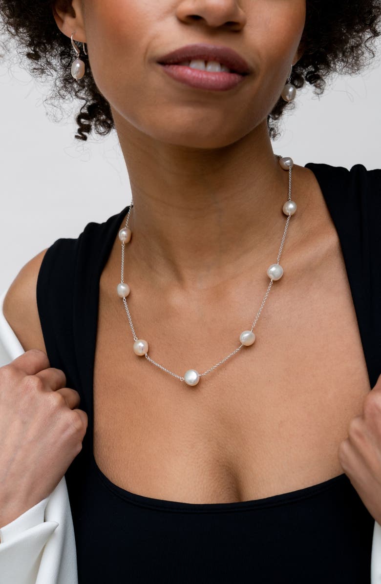 Dower & Hall White Baroque Pearl Chain Necklace, Alternate, color, Sterling Silver