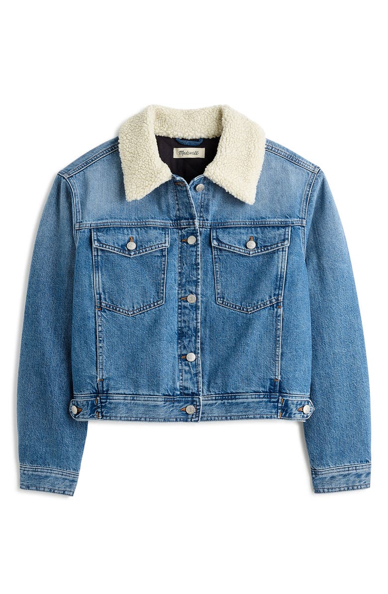 Madewell Fleece Collar Jean Jacket, Alternate, color,