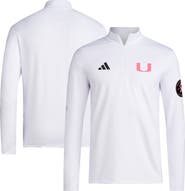 adidas Men's adidas White Miami Hurricanes Wear Pink Quarter-Zip Pullover