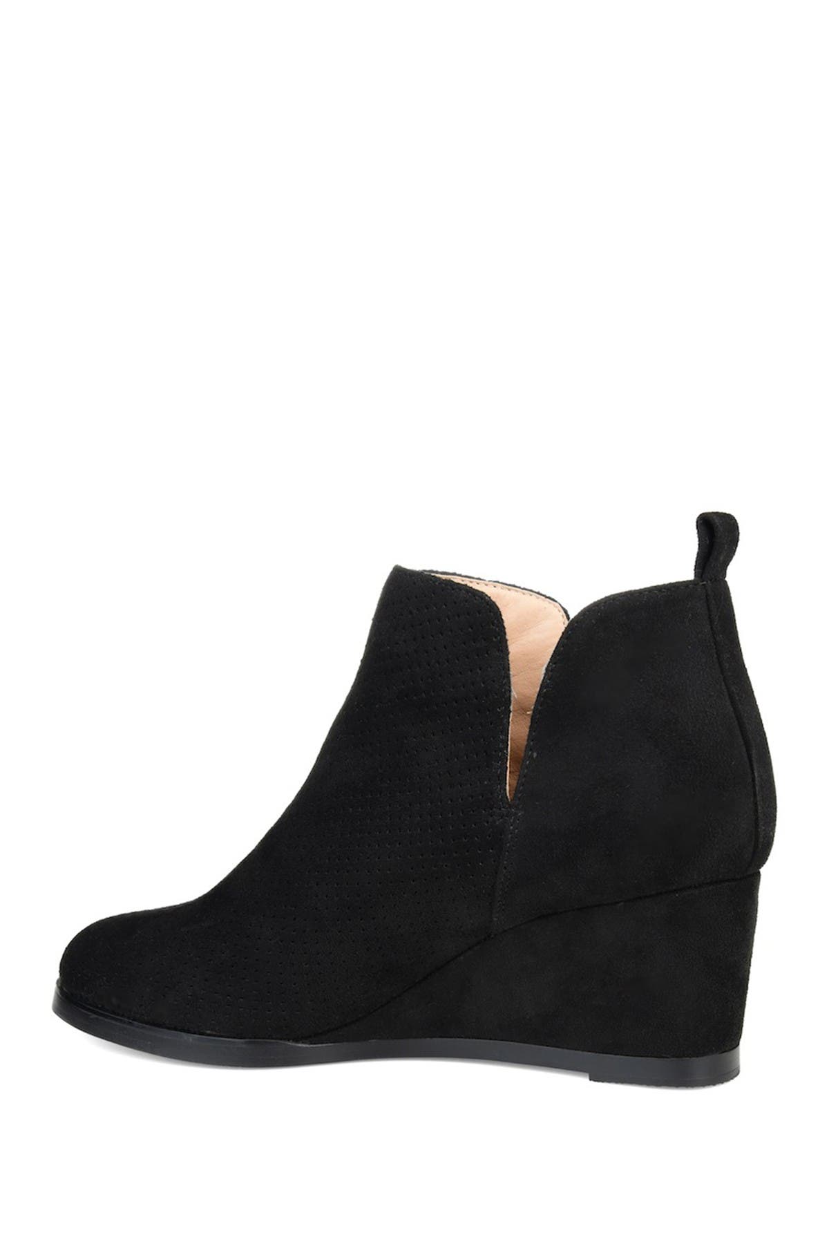 Journee Collection Mylee Perforated Wedge Bootie, Alternate, color, Black
