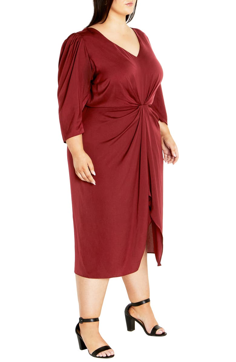 City Chic Aubree Gathered Front Midi Dress, Alternate, color, 