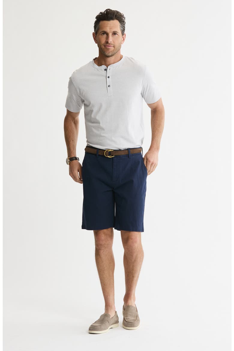 Cotton & Silk Blend Stretch Shorts, Alternate, color, NAVY