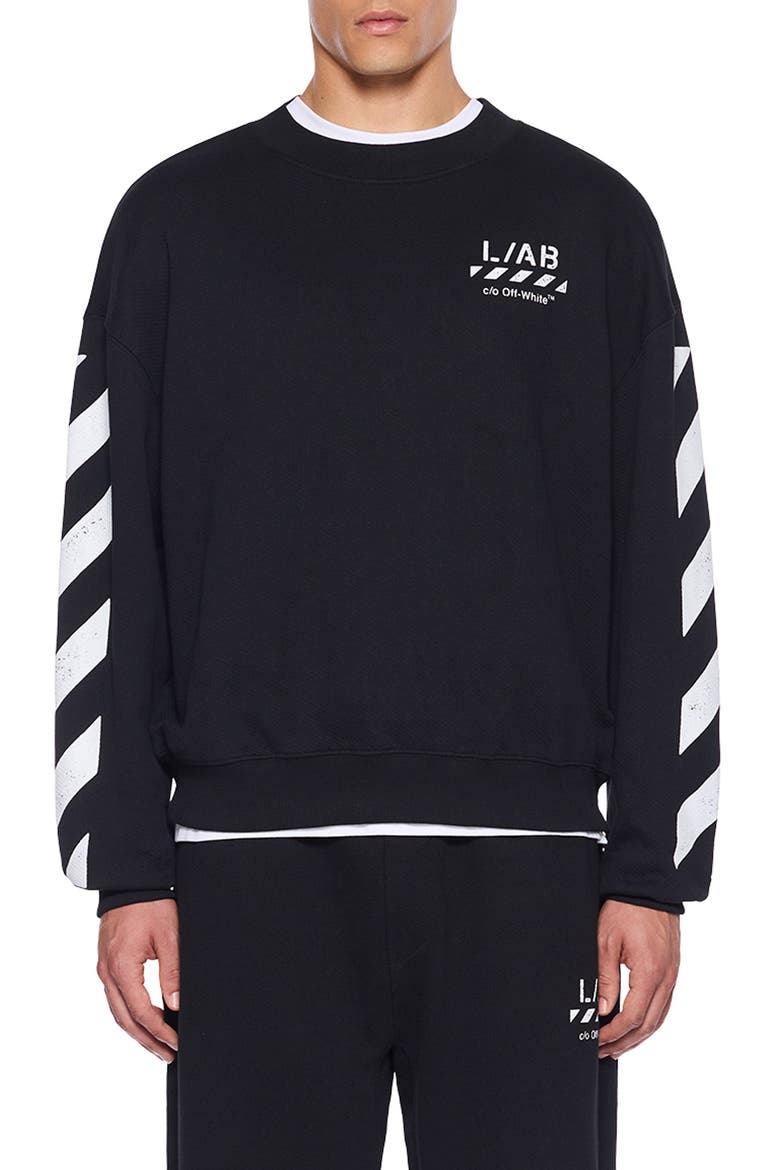 Diagonal Stripe Logo Cotton French Terry Graphic Sweatshirt, Main, color, BLACK