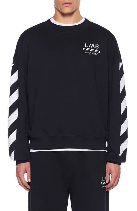 Diagonal Stripe Logo Cotton French Terry Graphic Sweatshirt