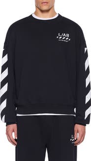 L/AB OFF-WHITE Diagonal Stripe Logo Cotton French Terry Graphic Sweatshirt