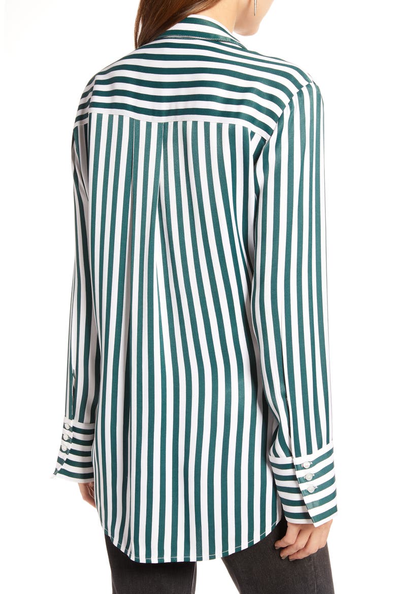 Stripe Boyfriend Shirt, Alternate, color, GREEN BUG WIDE STRIPE