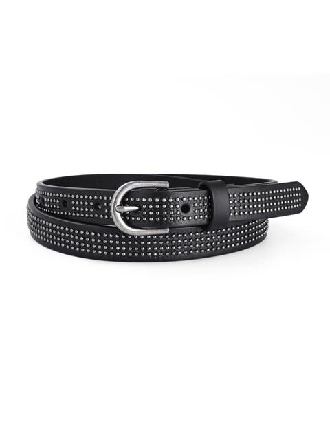 Stud Genuine Leather Slim Studded Everyday Belt