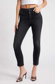 Good American Good Legs Button Fly Crop Straight Leg Jeans