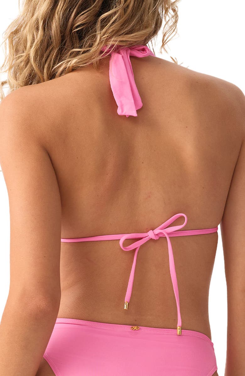 PQ SWIM Eleanor Metallic Halter Bikini Top, Alternate, color, Scarlet