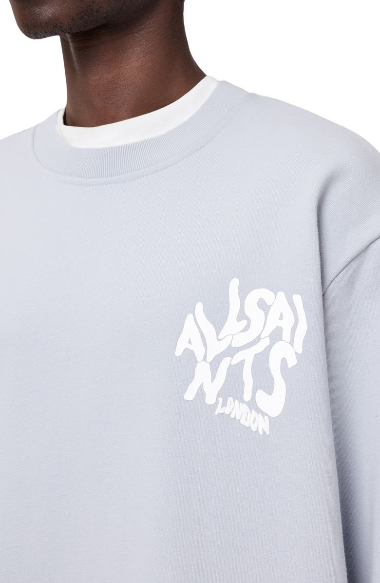 AllSaints Orlando Logo Graphic Sweatshirt, Alternate, color, Ashen Blue