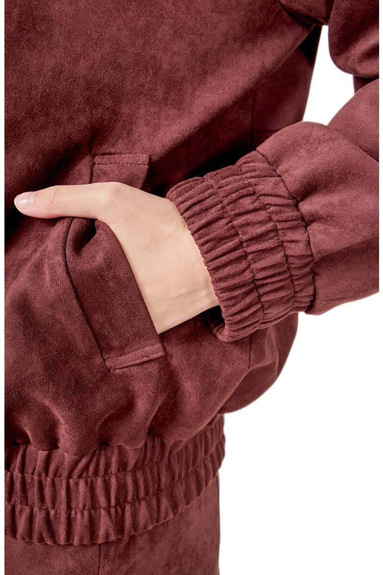 Faux Suede Work Jacket, Alternate, color, MALBEC