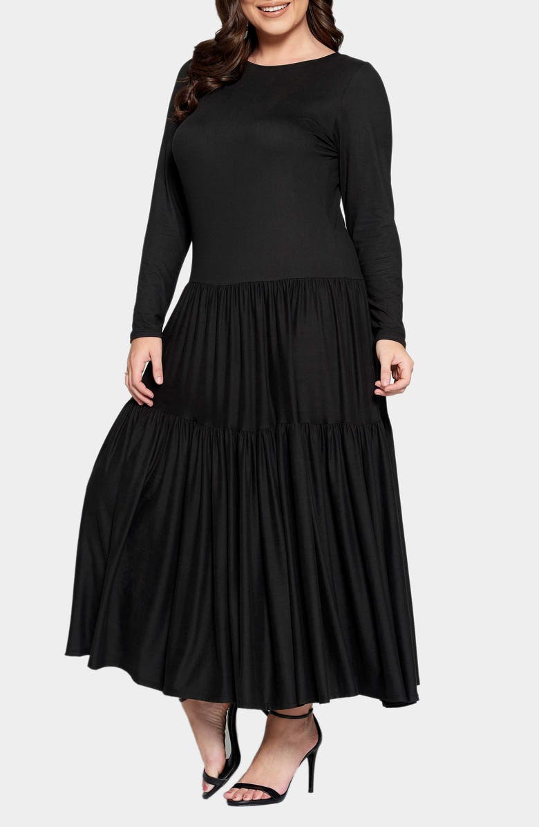 L I V D Long Sleeve Maxi Dress, Alternate, color, Black