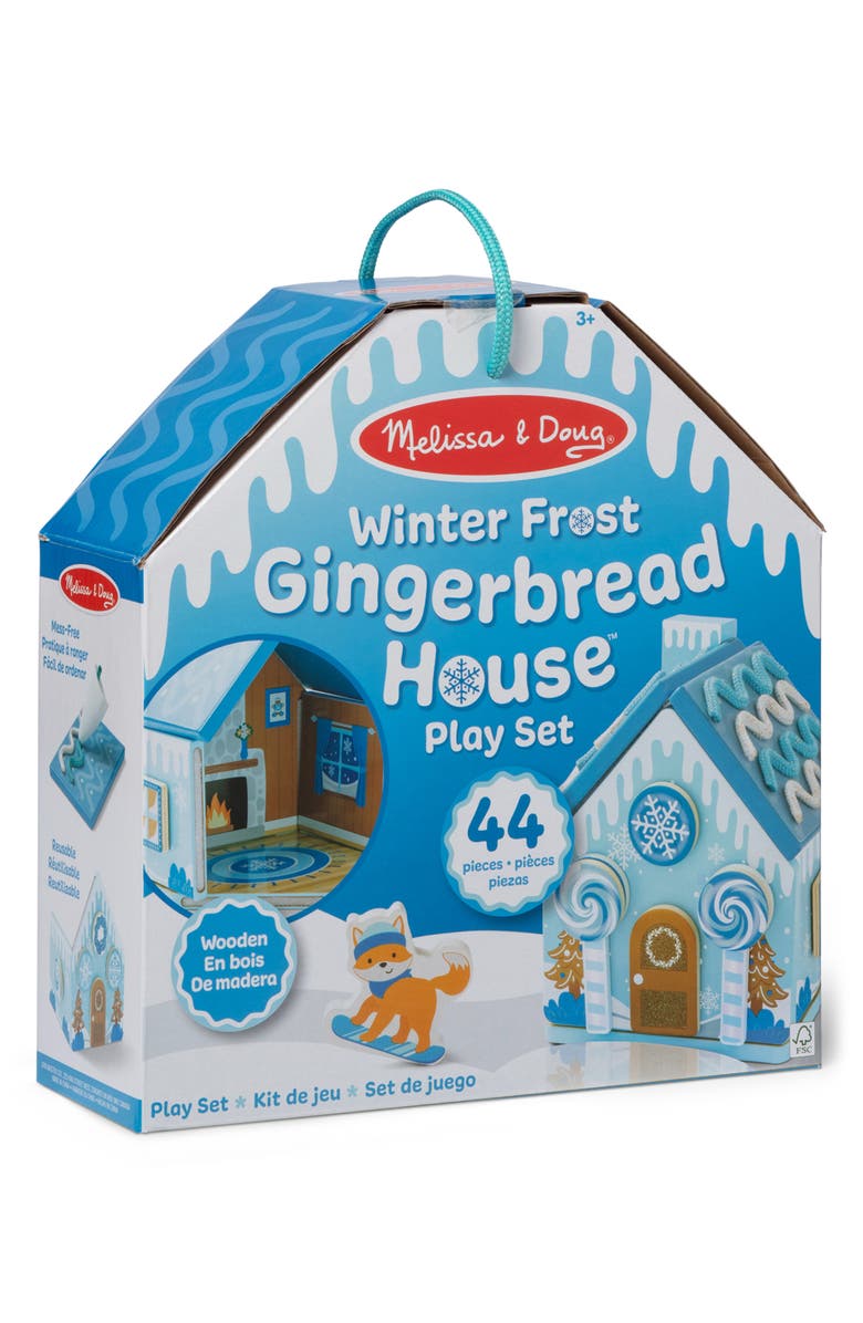 Melissa & Doug Winter Frost Wooden Gingerbread House Play Set, Main, color,