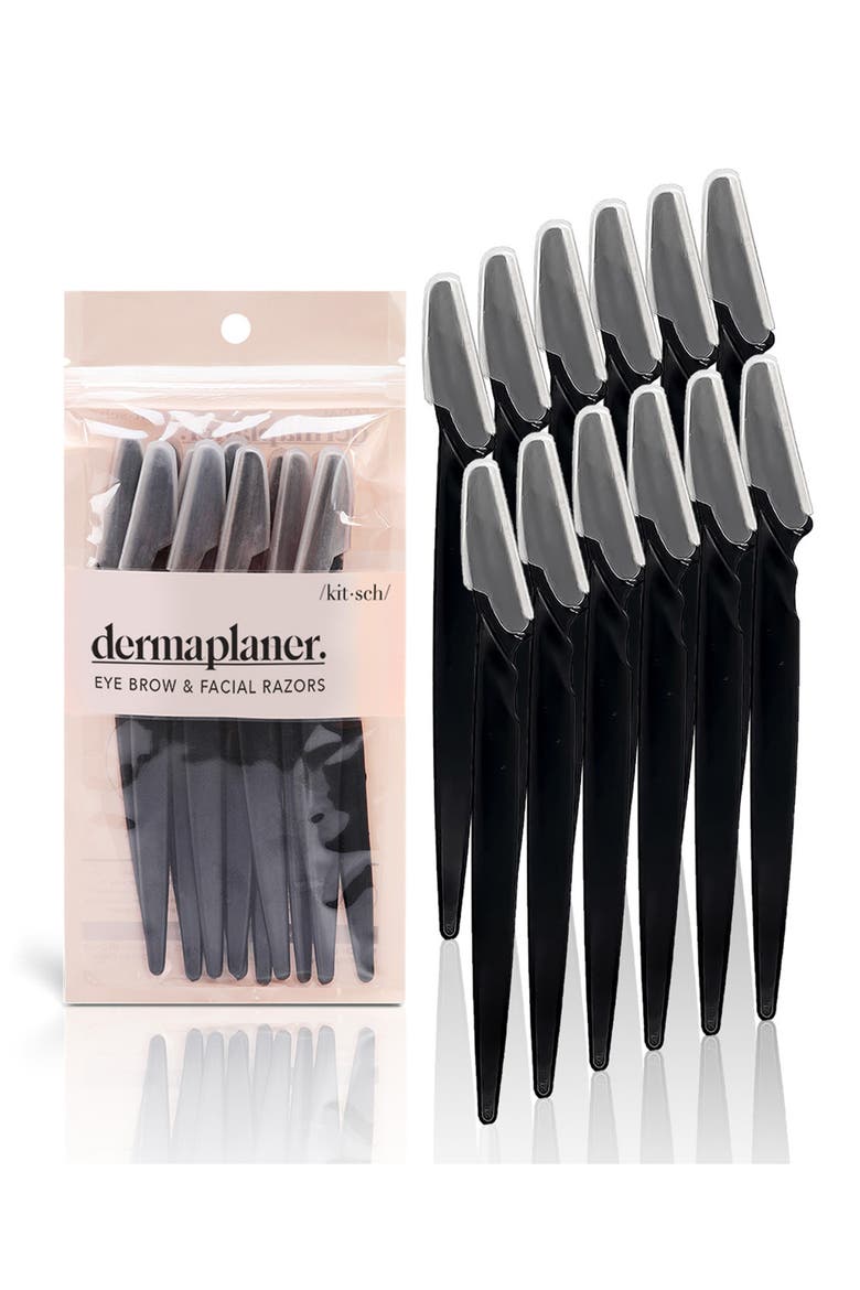 Dermaplaners 12-Pack Eyebrow & Facial Razors, Main, color, BLACK