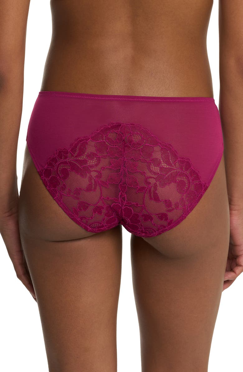 Natori Peony Lace & Mesh Hipster Panties, Alternate, color, Dark Raspberry