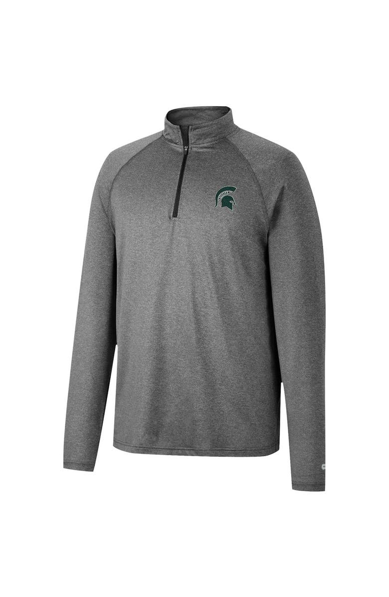 COLOSSEUM Men's Colosseum Heathered Gray Michigan State Spartans Earth First Raglan Quarter-Zip Windshirt, Alternate, color, 