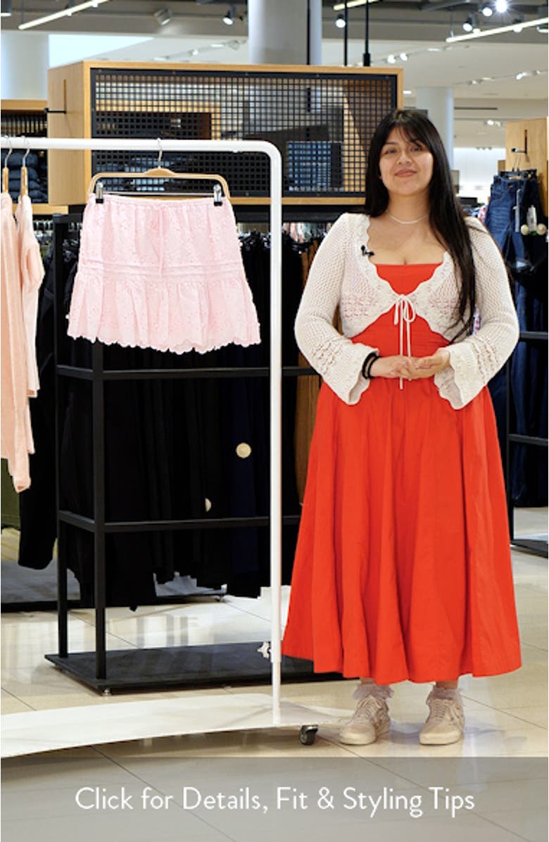 Tiered Embroidered Cotton Eyelet Miniskirt, sales video thumbnail