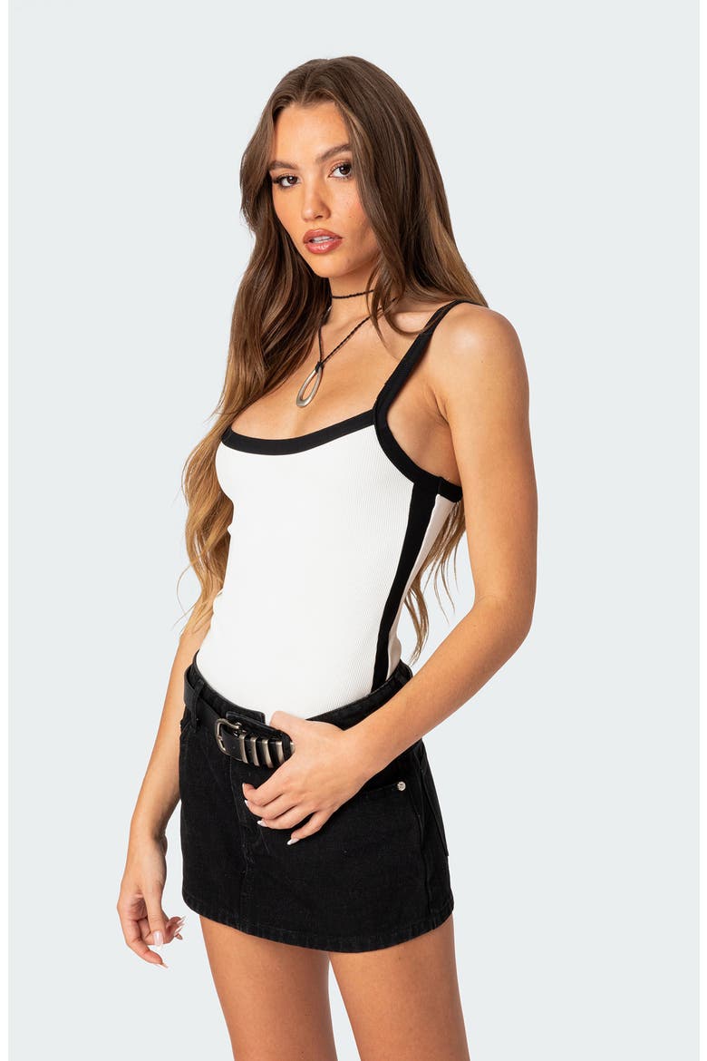 Contrast Rib Bodysuit, Alternate, color, BLACK-AND-WHITE