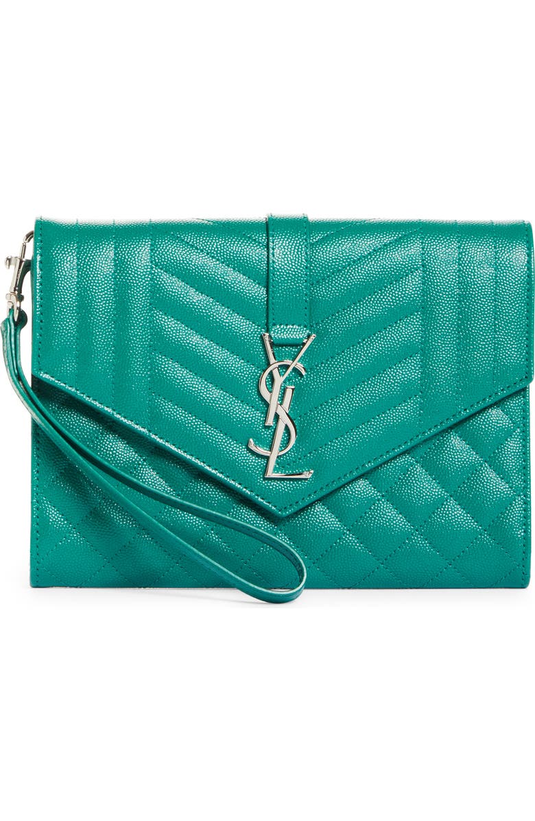 Saint Laurent Matelassé Leather Wristlet, Main, color,