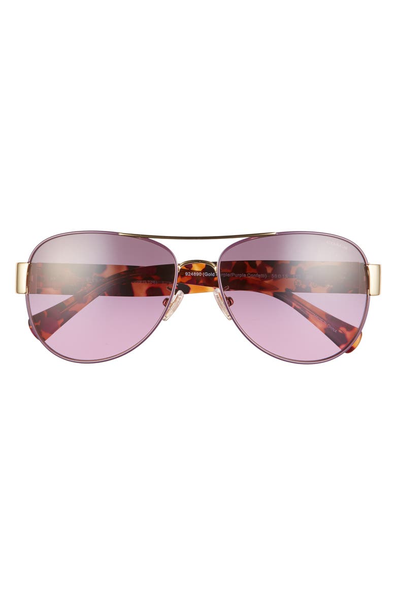 58mm Gradient Lens Aviator Sunglasses, Alternate, color, TORTOISE VIOLET/ VIOLET