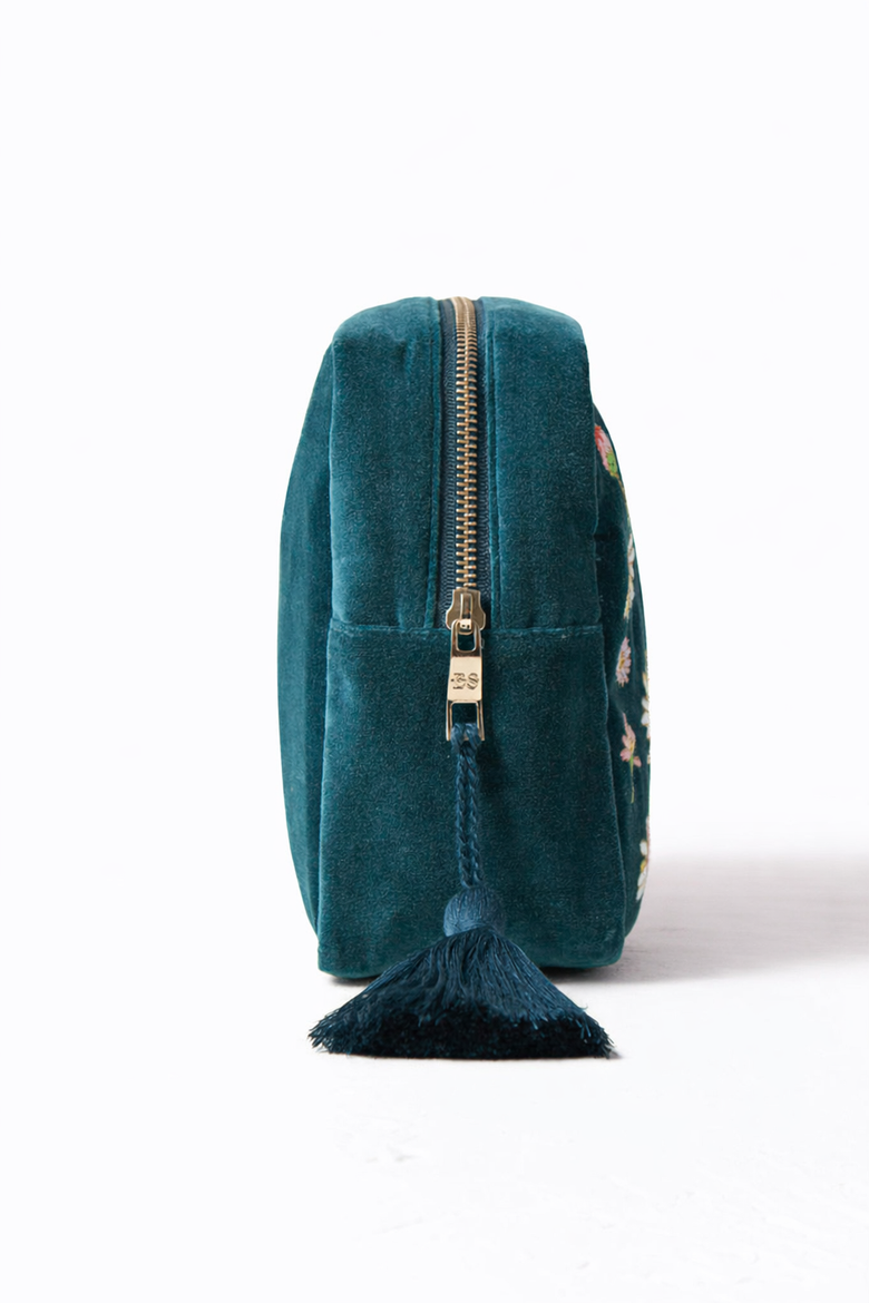 Wildflower Velvet Wash Bag, Alternate, color, Rich Blue
