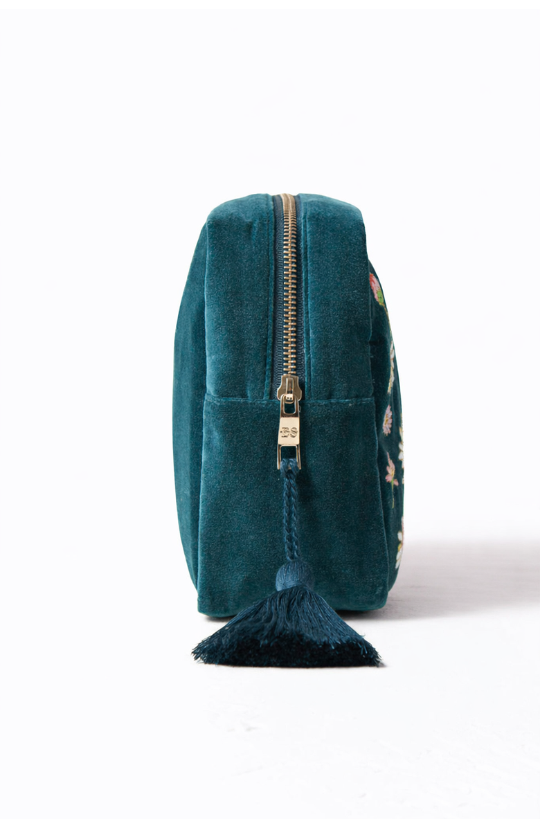 Elizabeth Scarlett Wildflower Velvet Wash Bag, Alternate, color, Rich Blue