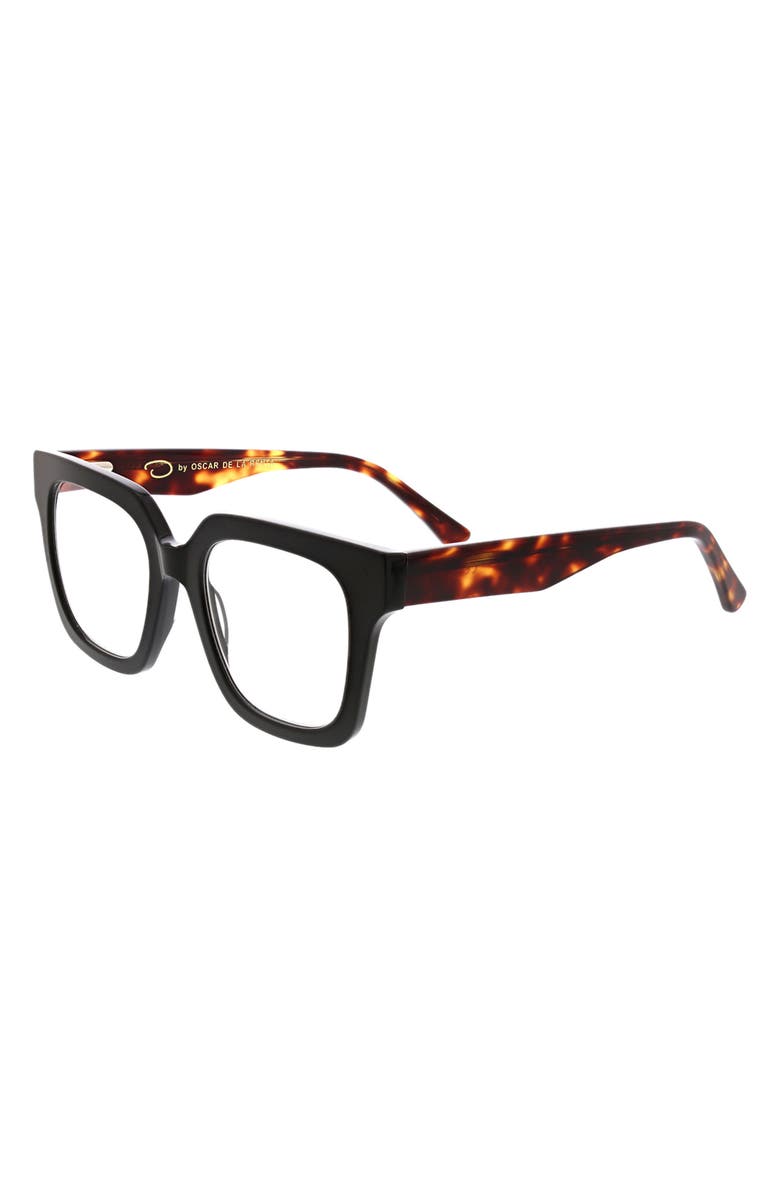 Oscar de la Renta 51mm Square Reading Glasses, Alternate, color, Black