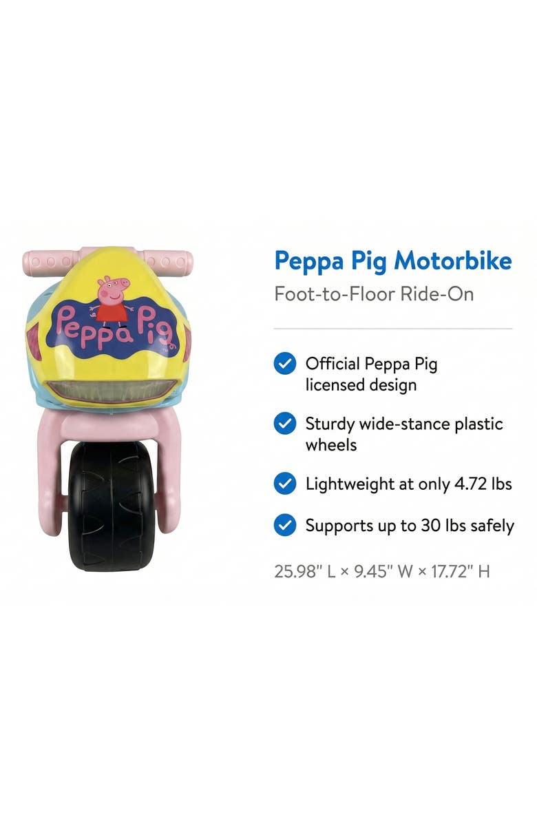 Best Ride on Cars Peppa Pig Foot-to-Floor Bike, Alternate, color, Pink