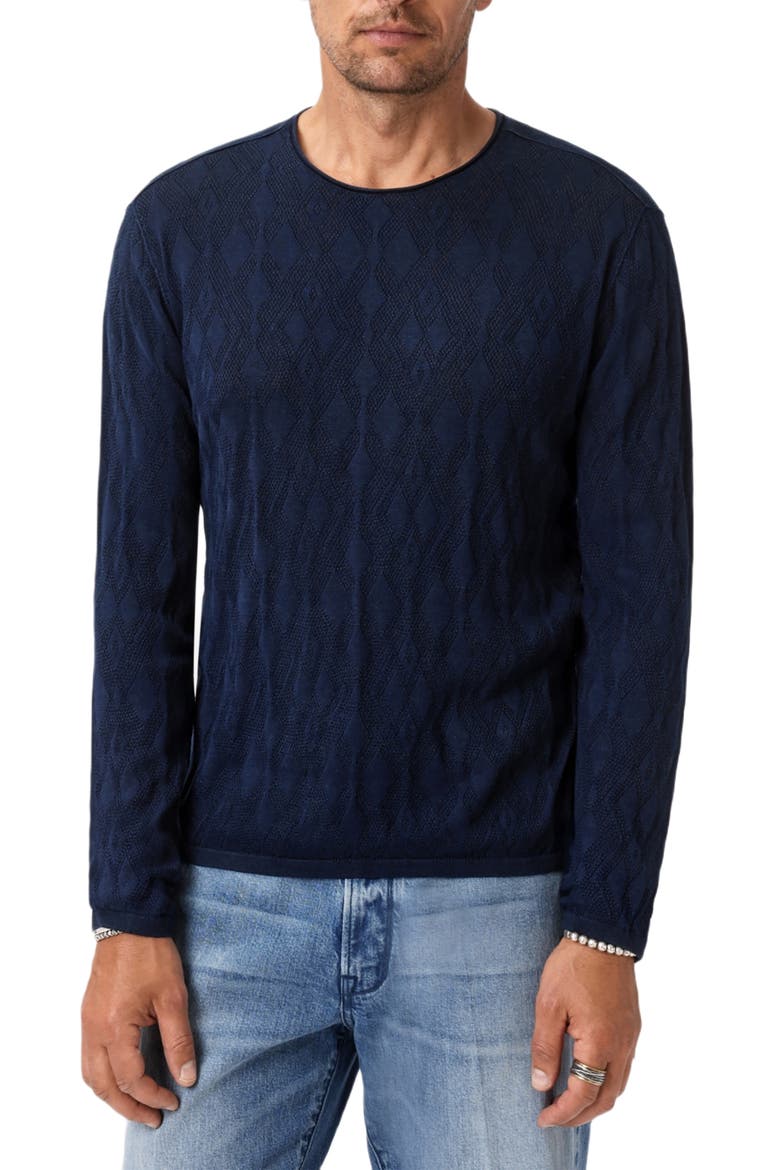 Brycen Broken Argyle Organic Cotton Sweater, Main, color, NAVY