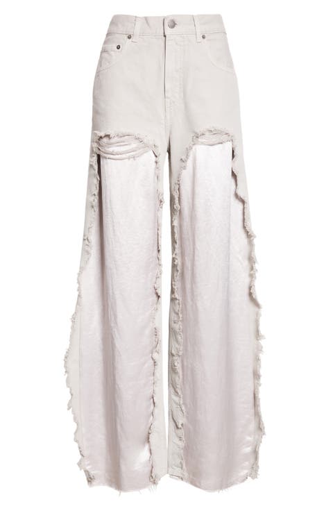 Bonnie Destroyed Wide Leg Jeans (Ice Grey)