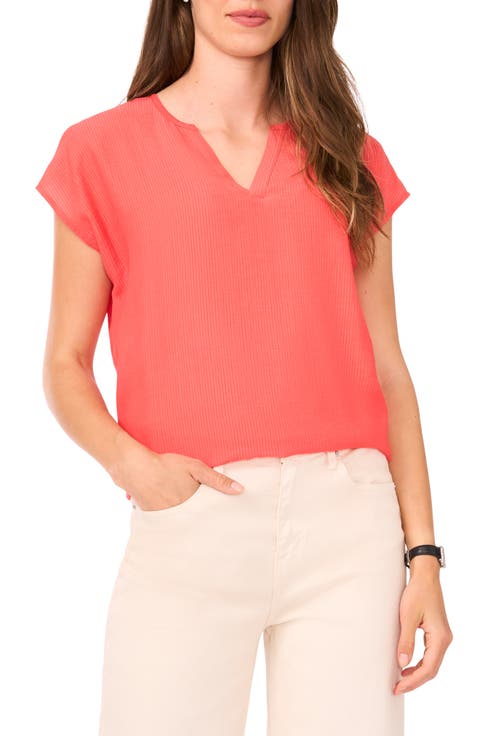 売れ筋商品|||ジョーンズニューヨーク カットソー トップス レディース Women's V-Neck Elbow Raglan-Sleeve Printed Blouse Coral Sun Multi Orange Womens Shirts Dressy Casual 3/4 Sleeve V Neck Tops