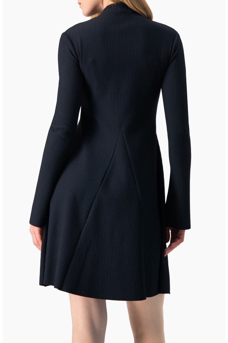 Boat-Neck Long Sleeve A-Line Dress, Alternate, color, Navy Blue