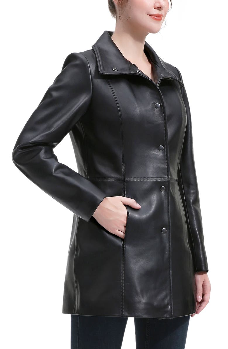 Kimi & Kai Ivy Leather Car Coat, Alternate, color, Black