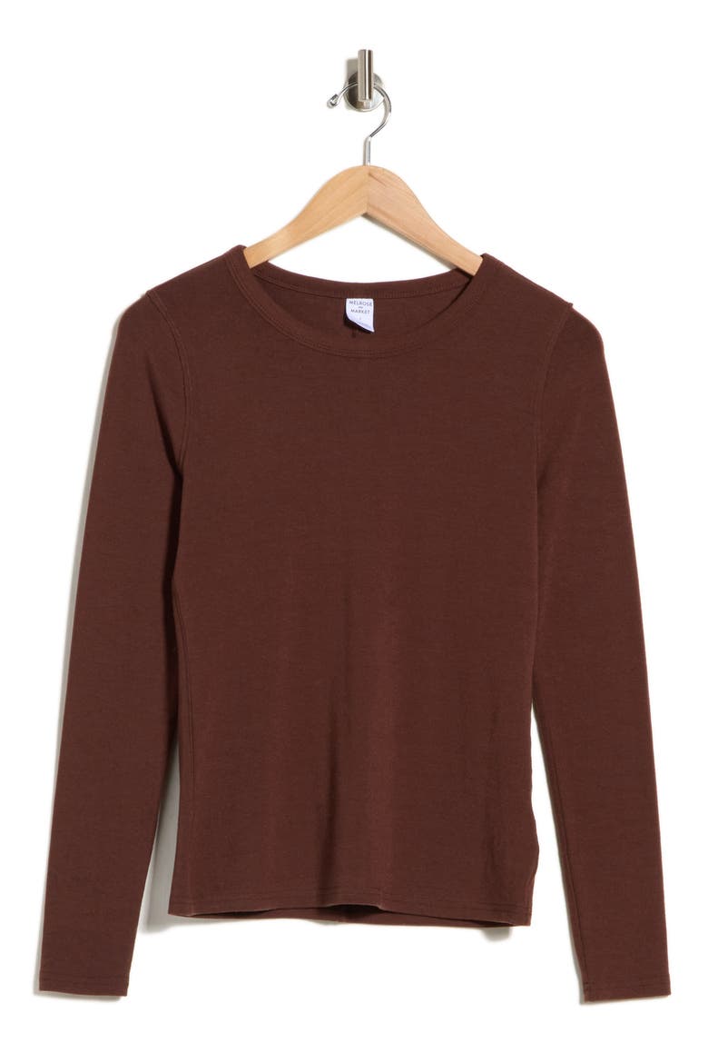 Exposed Seam Long Sleeve T-Shirt, Alternate, color, BROWN CHICORY