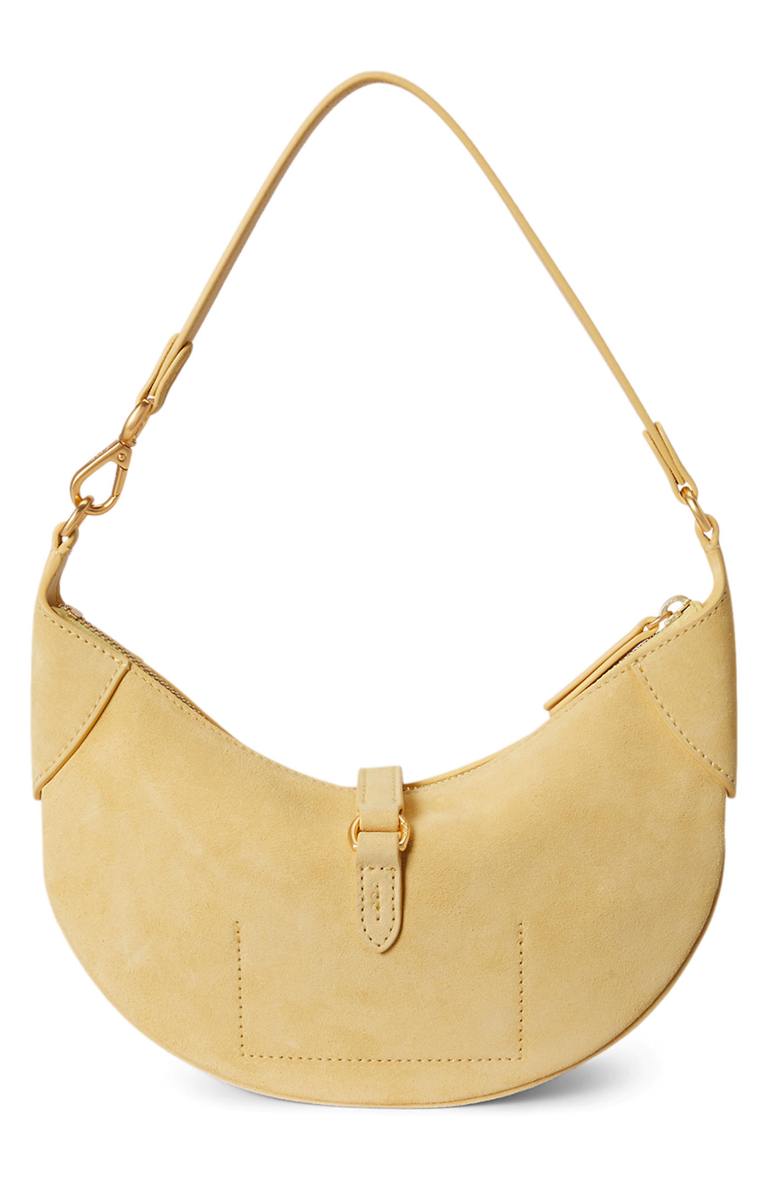 Polo Ralph Lauren Mini Polo ID Suede Shoulder Bag, Alternate, color, Lemon Meringue