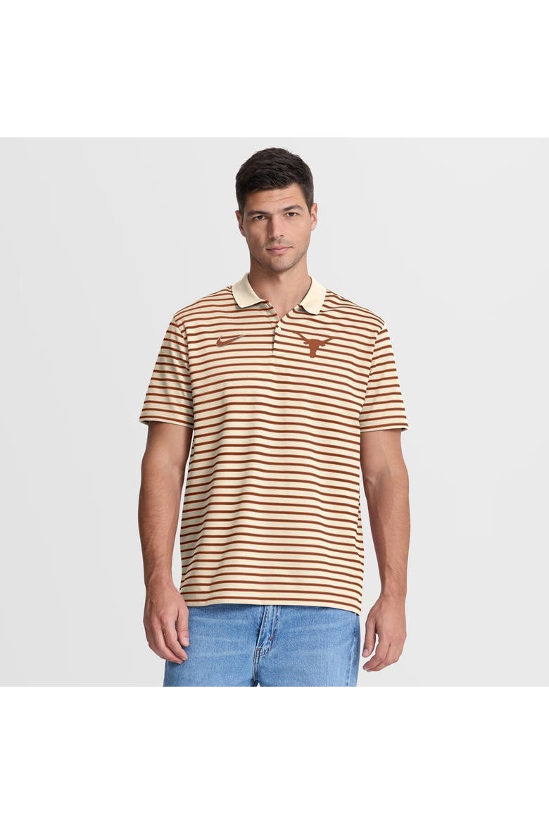 Men's Nike Cream Texas Longhorns Solid Foundation Striped Performance Polo, Alternate, color, Tan