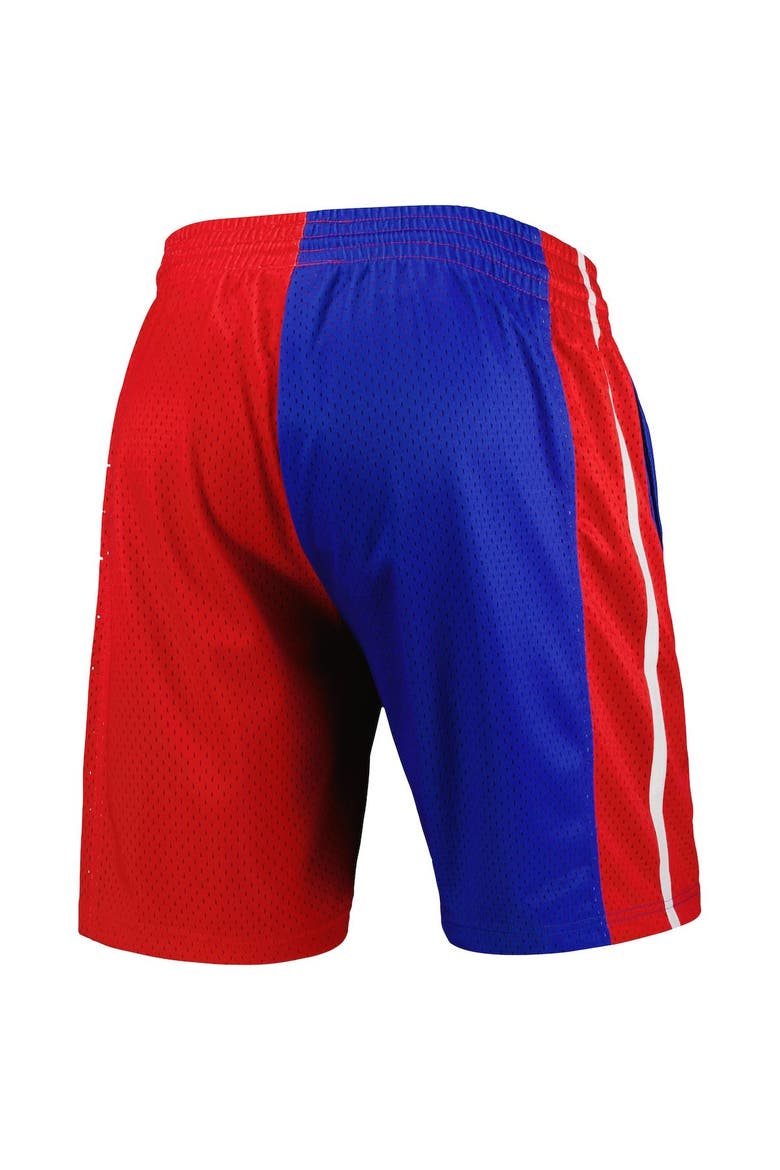 Men's Mitchell & Ness Blue/Red Detroit Pistons Hardwood Classics 2003 Split Swingman Shorts, Alternate, color, Blue