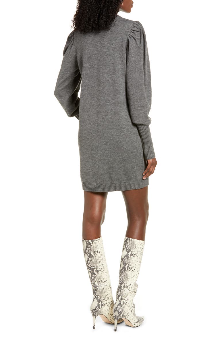 x Influencers San Francisco Puff Sleeve Sweater Dress (Nordstrom Exclusive), Alternate, color, CHARCOAL