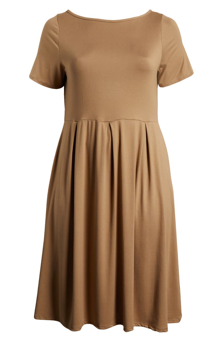 24seven Comfort Apparel Stretch A-Line Midi Dress, Alternate, color, Taupe