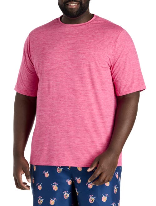 Harbor Bay By Dxl Big & Tall Marled Swim Top In Hot Pink Heather