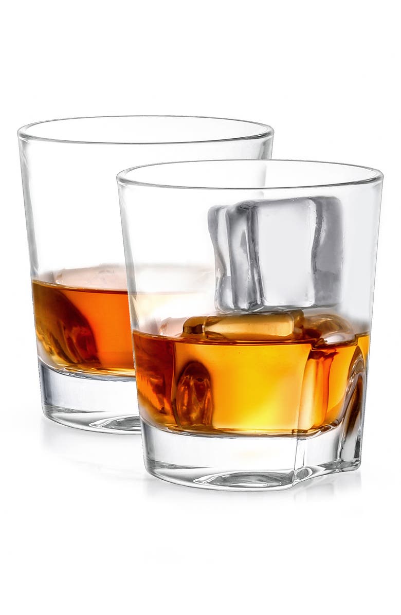 JoyJolt Carina Set of 2 Whiskey Glasses, Alternate, color, Clear