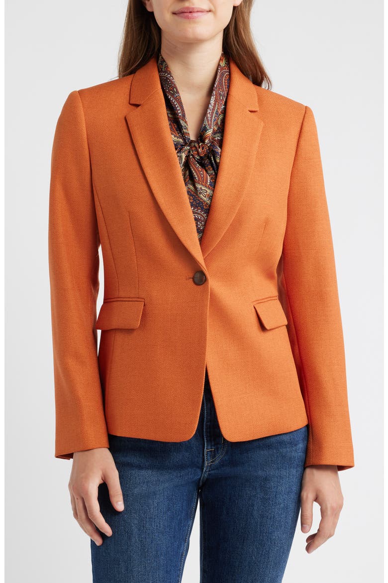 One-Button Blazer, Main, color, BURNT ORANGE