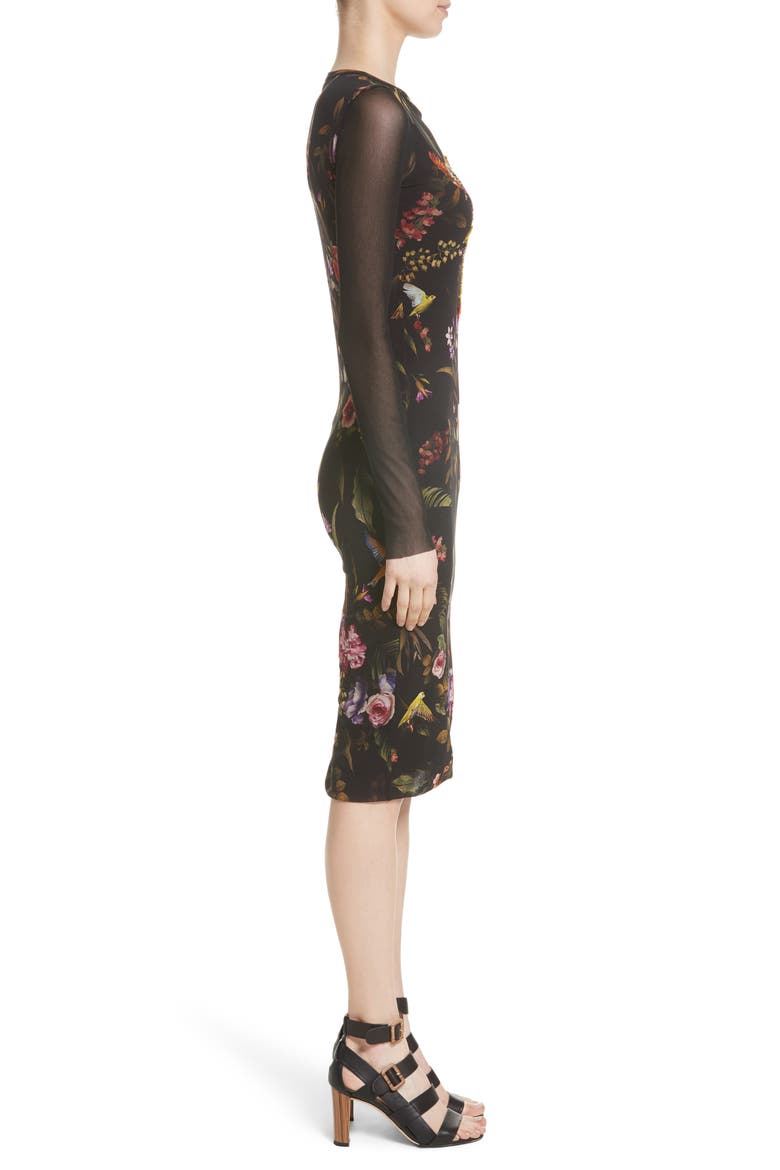 Print Tulle Sheath Dress (Nordstrom Exclusive), Alternate, color, BLACK
