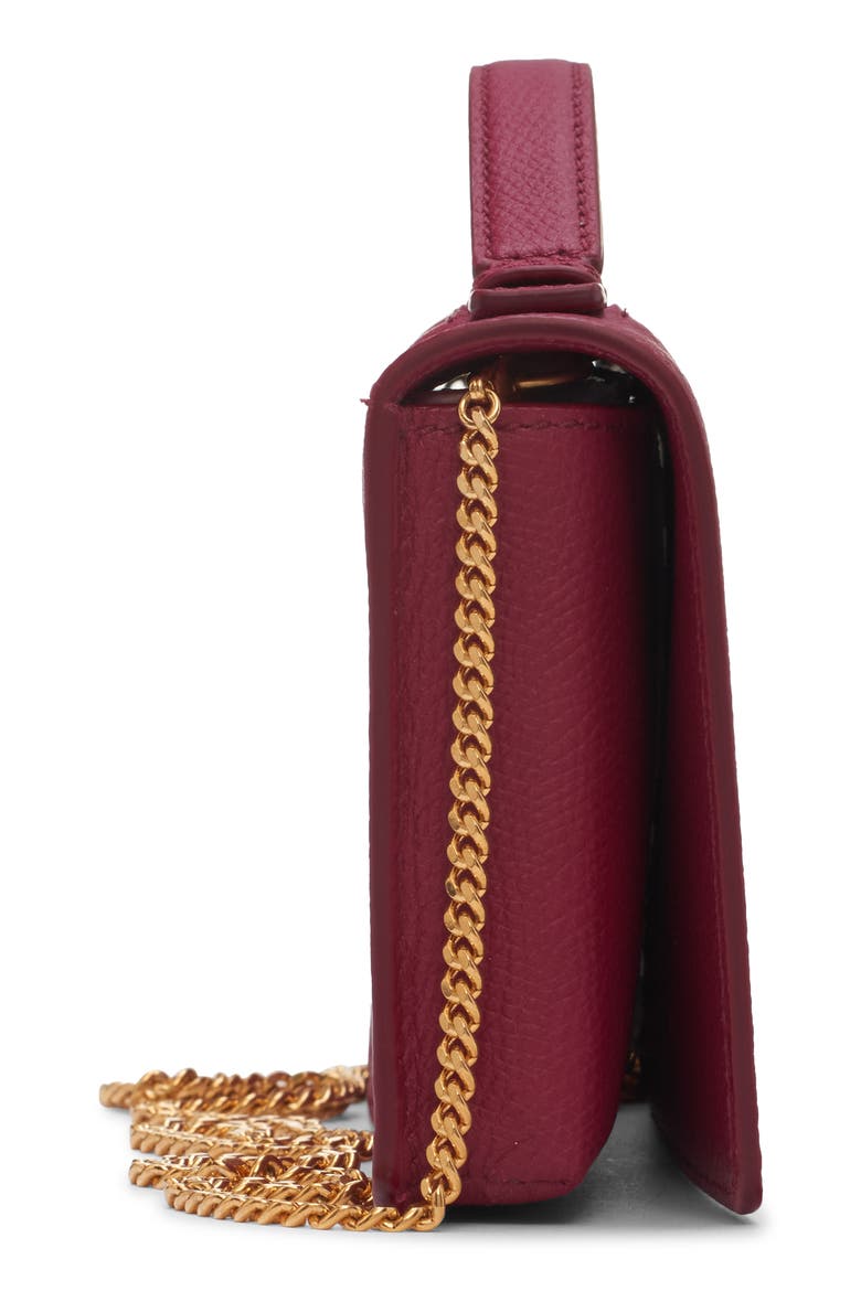 VLOGO Signature Leather Wallet on a Chain, Alternate, color, DARK RED