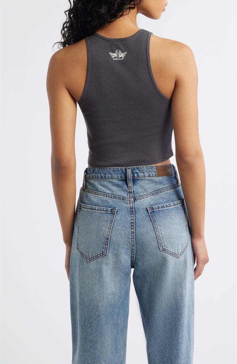 BOYS LIE Begee Waffle Knit Crop Tank, Alternate, color, Charcoal