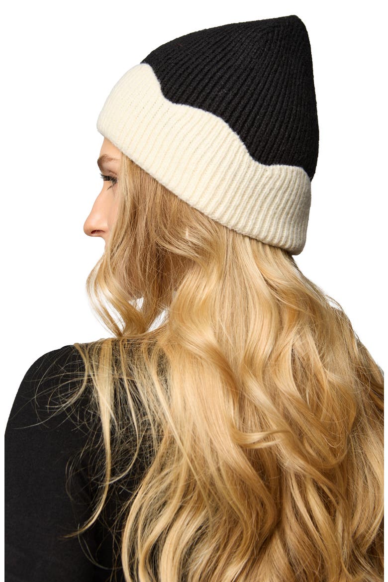 Scallop Trim Beanie, Alternate, color, BLACK