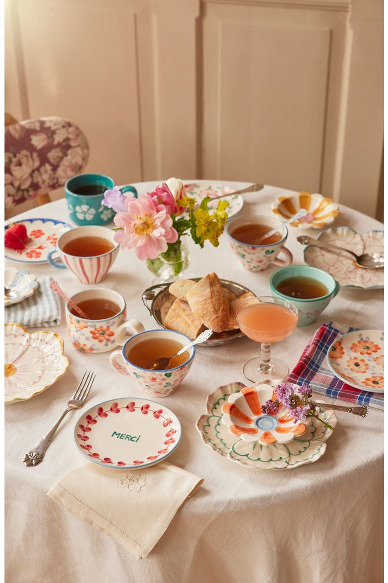 Set of 6 Hand-Painted Teacups, Alternate, color, MULTI
