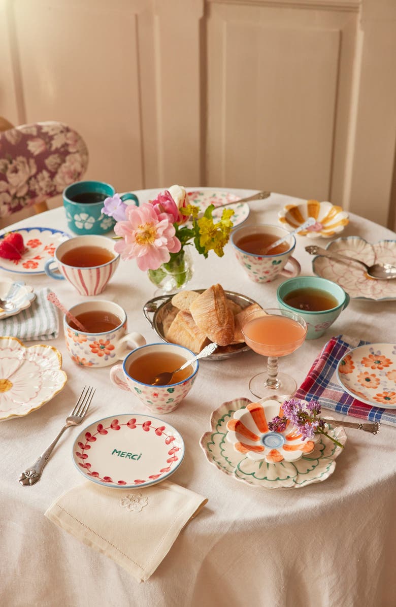 Rice by Rice Set of 6 Hand-Painted Teacups, Alternate, color, Multi